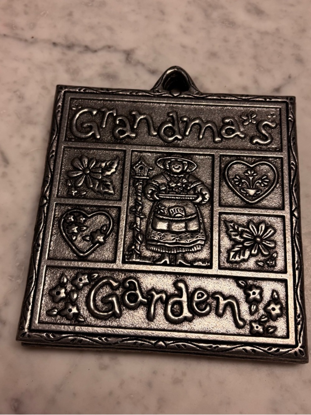 Grandma's Garden Pewter Wall Plaque